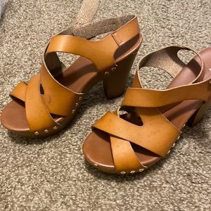 Brown Faux Leather Heels